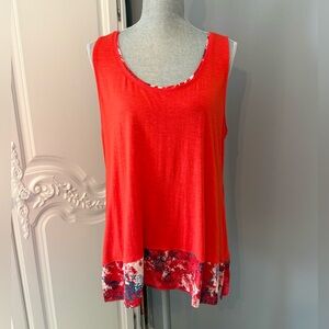 White House Black Market Bright Mixed Material Tank Top, sz XL